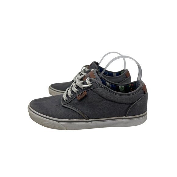Vans Gray Canvas Lace-Up Low-Top Sneakers With Multicolor Lining Mens Size 8 - Picture 4 of 10